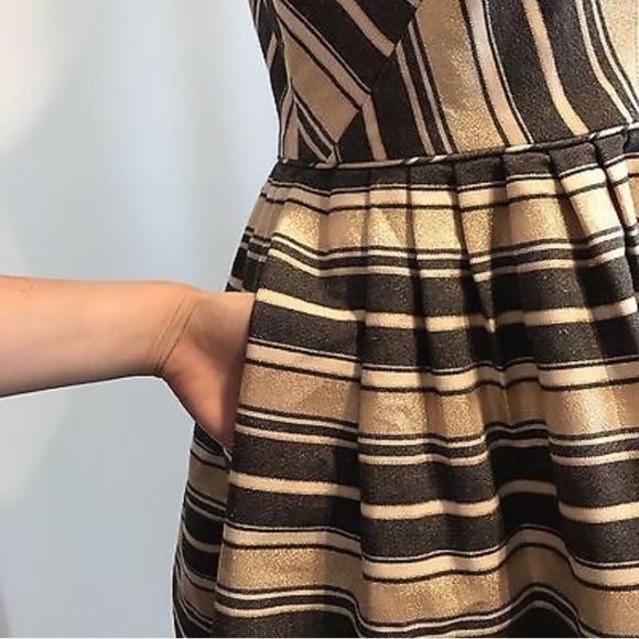 J.Crew Fit and Flare Metallic Stripe Dress holiday - Picture 5 of 8